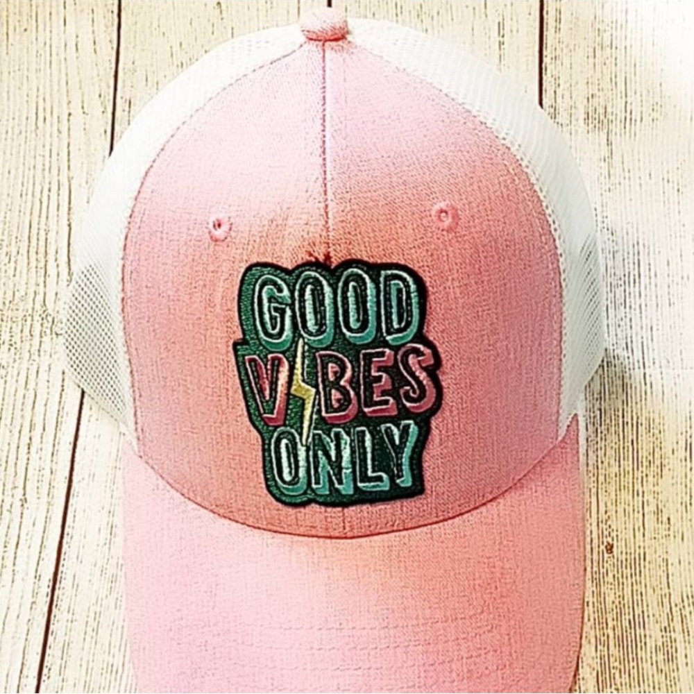 Pink and White 'Good Vibes Only' Cap